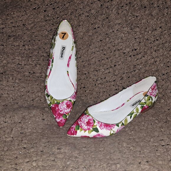 DUNE LONDON-Harmonie-Floral Faux Patent Leather Ballet Flats-Sz 7-Excellent - Picture 1 of 8